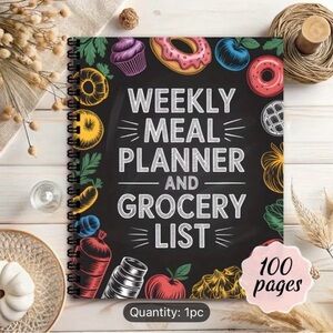 Colorful Weekly Meal Planner and Grocery List